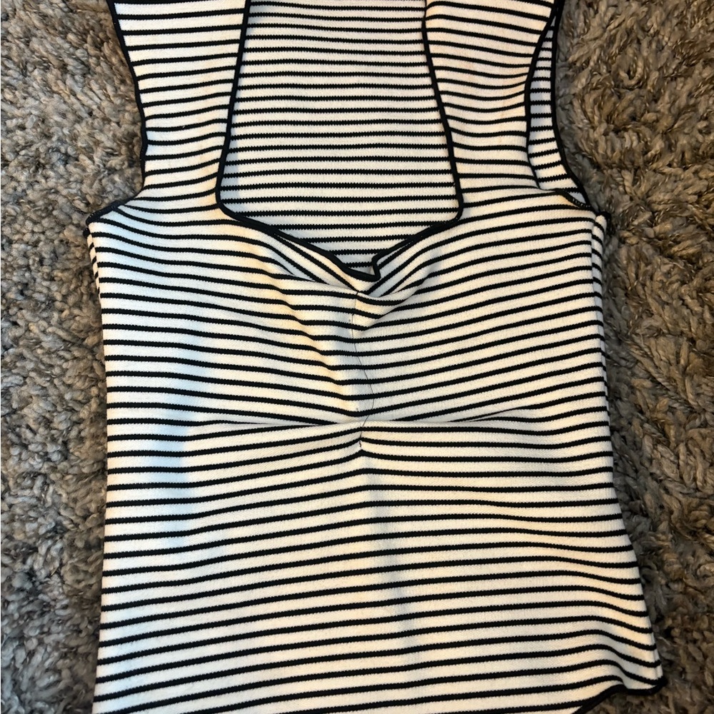 Zara Black and White Striped Tank Top